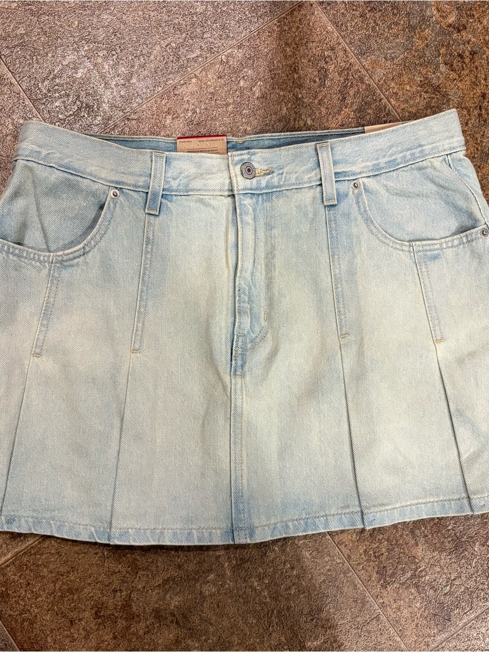 Levi's Light Blue Pleated Denim Mini Skirt